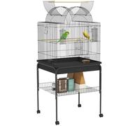 PawHut Jaula pájaros Puertas Cerradura, Ruedas 63x53x144cm Negro