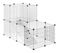 PawHut Jaula para Conejos Jaula para Animales Pequeños con 27 Paneles y Forma Personalizable para Cobayas Conejos Chinchillas 140x70x90 cm