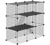 PawHut Jaula para Animales Pequeños de 31 Paneles Parque para Mascotas para Cobayas Conejos Chinchillas 105x45x105 cm Negro Aosom España