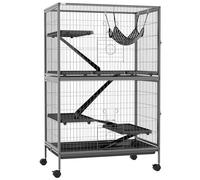 PawHut Jaula para Animales Pequeños de 4 Niveles 80x52x128 cm Gris Claro