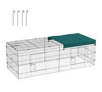 PawHut Jaula para Animales Pequeños de Acero con Puertas y Tela Superior para Conejos Chinchillas Gallinas 220x85x70 cm Verde