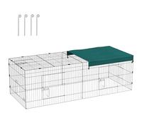 PawHut Jaula para Animales Pequeños Jaula para Roedores de Acero con Puertas y Tela Superior para Conejos Chinchillas Gallinas 220x85x70 cm Verde