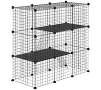 PawHut Jaula para Animales Pequeños para Gatitos 105x45x105 cm Negro | 31 Paneles, Parque para Mascotas en Bricolaje, con Rampa, Corralito, para Conejos Chinchillas
