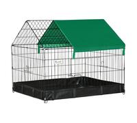 PawHut Jaula para Animales Pequeños Parque para Mascotas con 2 Puertas Toldo y Base con Tela Oxford Impermeable para Interior y Exterior 90x75x75 cm Negro y Verde