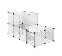 PawHut Jaula para Animales Pequeños Parque para Mascotas con 27 Paneles y Forma Personalizable para Cobayas Conejos Chinchillas 140x70x70 cm Transparente