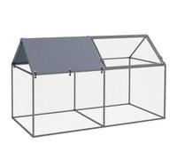 PawHut Jaula para Animales Pequeños Parque para Mascotas de Acero con 1 Puerta Superior y 1 Tela Superior de Anti-UV para Exterior Jardín 198x100x120