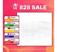 PawHut Jaula para Animales Pequeños Valla Metálica Modular para Mascotas con Puerta Rampa y Paneles de ABS 146x73x73 cm Blanco BLANCO