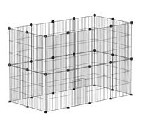 PawHut Jaula para Animales Pequeños Valla Metálica Modular para Mascotas con Puerta y Paneles de Acero 120x60x80 cm Negro