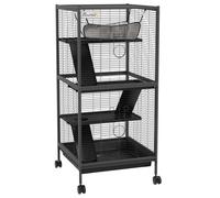 PawHut Jaula para Cobayas y Chinchillas en Acero con 3 Pisos, Ruedas y Bandeja Extraíble, 52x52x113,5 cm Gris Aosom España