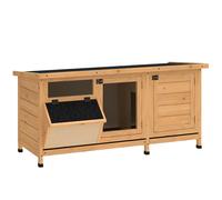 PawHut Jaula para Conejos con Techo Asfáltico Abatible Puertas con Pestillo Bandejas Extraíbles Comedero 112x50x54 cm Amarillo Amarillo 112x50x54 cm