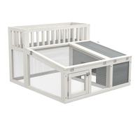 PawHut Jaula para conejos de madera con estante para plantas gran espacio en madera, múltiples puertas 94x90x60 cm Aosom España