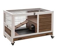 PawHut Jaula para Conejos de Madera con Rampa 90x53x59 cm Marrón