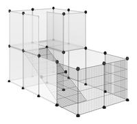 PawHut Jaula para Conejos Jaula para Animales Pequeños con 27 Paneles y Forma Personalizable para Cobayas Conejos Chinchillas 140x70x90 cm