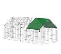 PawHut Jaula para Conejos y Gallinas de Exterior e Interior con Protector Solar y Rejilla Metálica, para Animales Pequeños, Patos, Gallinas, 180x75x75 cm, Verde Aosom España