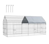 PawHut Jaula para Conejos y gallinas de Interior y Exterior con Dosel, Recinto para Animales pequeños, 220x85x103cm, Plata
