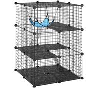 PawHut Jaula para Gatos Recinto Personalizable 3 Niveles, 105cm, Negro Aosom España