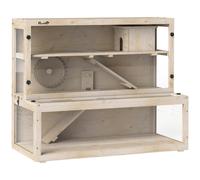 PawHut Jaula para hámster, 3 niveles, casita, accesorios, 100 x 50 x 84 cm, para varios pequeños animales, madera, plástico Aosom España