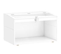 PawHut Jaula para Hámster Casa para Animales Pequeños con Tapa Abatible y Ventana de Acrílico Transparente 80x50x50 cm Blanco