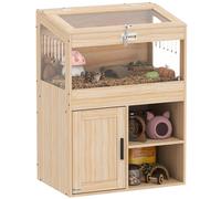 PawHut Jaula para Hámster con Espacio de Almacenaje Casa para Hámster con Paneles Acrílicos Visibles Estante Ajustable para Jerbo 60x40x82,5 cm