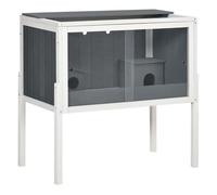 PawHut Jaula para Hámster de Madera 82x45x81 cm Casa para Roedores con 2 Puertas de Acrílico Estante Extraíble 2 Casitas para Animales Pequeños Gris