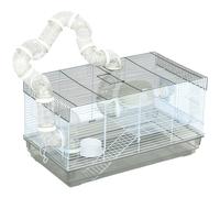 PawHut Jaula para hámster jaula para roedores con túnel y accesorios incluidos alambre de acero 58x32x31 cm Gris Aosom España