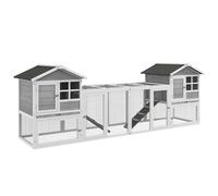 PawHut Jaula para mascotas, Conejera, Zona al aire libre, Casa, Rampa, Bandejas extraíbles, Blanco + Gris Aosom España