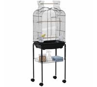 PawHut Jaula para Pájaros con Soporte Aves Canarios 46x36x130 cm Negro