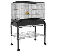 PawHut Jaula para pájaros con Soporte Ruedas, 85x49x119 cm, Negro