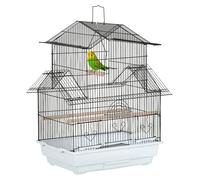PawHut Jaula para Pájaros de Acero Grande para Loros 50,5x41x63 cm Blanco