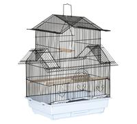 PawHut Jaula para Pájaros de Acero Pajarera con Bandeja Extraíble y 2 Comederos Pinzones Periquitos 50,5x41x63 cm Blanco Aosom España