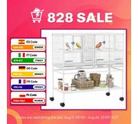 PawHut Jaula para Pájaros Grande con Divisor Estante 95x45,5x102 cm Blanco