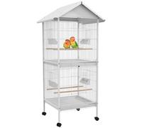 PawHut Jaula para Pájaros Grande de 2 Pisos 78x75x168 cm Blanco BLANCO 78x75x168 cm