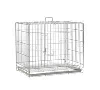 PawHut - Jaula para Perro Plegable de Alambre con Bandeja extraíble, 1 Puerta con Cerradura, 61 x 43 x 50 cm, Color Blanco