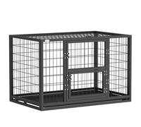 PawHut - Jaula para perro resistente de acero con tubos cuadrados, para interior con techo corredizo y puerta de alimentación, jaula de metal, 94 x 60 x 64 cm, para border Collie y perro mediano