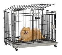 PawHut Jaula para Perros, 24 Pulgadas Jaula metálica con 2 Puertas, Negro