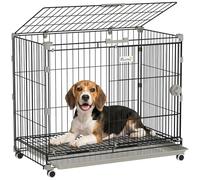 PawHut Jaula para Perros, 30 Pulgadas Jaula metálica con 2 Puertas, Negro