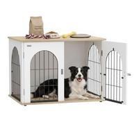 PawHut Jaula para Perros Arco Puerta Doble Mediana 80x56x59cm Blanca