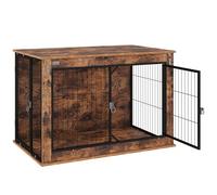PawHut Jaula para perros con 2 puertas con cierre, de acero, 98 x 60 x 65,5 cm, color marrón rústico