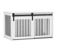 PawHut Jaula para perros con puerta corrediza, ventilación, tablero de partículas y acero, 98 x 58 x 61 cm, Nogal