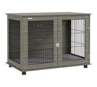 PawHut Jaula para Perros de Interior, 30 kg, 100 x 60 x 73.5 cm, Gris | Mesa lateral, jaula para perros, funda de cojín extraíble, puerta con cerradura, montaje fácil