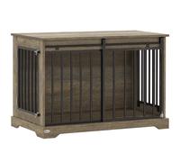PawHut Jaula para Perros en Madera y Acero con Puerta Corredera y Mesa Auxiliar 100x60x68 cm Gris-Marrón Aosom España
