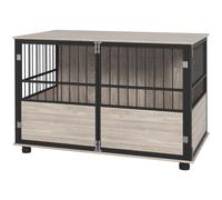 PawHut Jaula para perros interior, mesa auxiliar, 100x60x68 cm, jaula, 3 puertas con cerradura, aspecto madera negra Aosom España