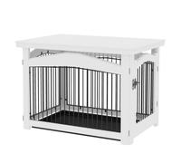 Pawhut jaula para perros medianos 3 en 1 mesa auxiliar barrera para perros con puerta con pestillo tapa superior desmontable y bandeja extraíble 82,5x57,5x59,5 cm blanco 82.5 cm