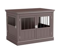 Pawhut jaula para perros, mesa auxiliar, casa para mascotas moderna con 3 puertas francés con cierre magnético, para perros pequeños, 78x53x59,3 cm, café 53 cm