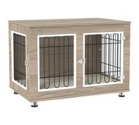 PawHut Jaula para perros mueble jaula perros interior mesa auxiliar multiusos con doble puerta y cojín Aosom España