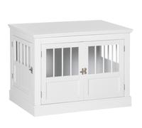 PawHut Jaula para Perros Pequeños Mesa Auxiliar Moderna con 3 Puertas Francés con Cierre Magnético 78x53x59,3 cm Blanco