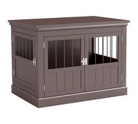 PawHut Jaula para Perros Pequeños Mesa Auxiliar Moderna con 3 Puertas Francés con Cierre Magnético 78x53x59,3 cm Café