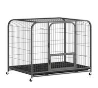 PawHut Jaula para perros robusta con ruedas y 3 puertas, jaula Kennel Box para perros de talla grande, mediana y pequeña, 109 x 72 x 85 cm, bandeja extraíble y cierre seguro, para interior y exterior