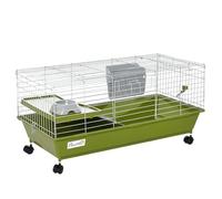 PawHut Jaula Pequeños Conejo Cobaya con Ruedas 89x44x43cm Verde