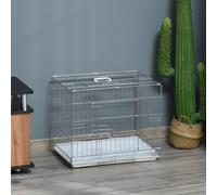 PawHut Jaula Plegable para Perros con Bandeja Extraíble y Puerta 61x43x50 cm White 61x43x50 cm